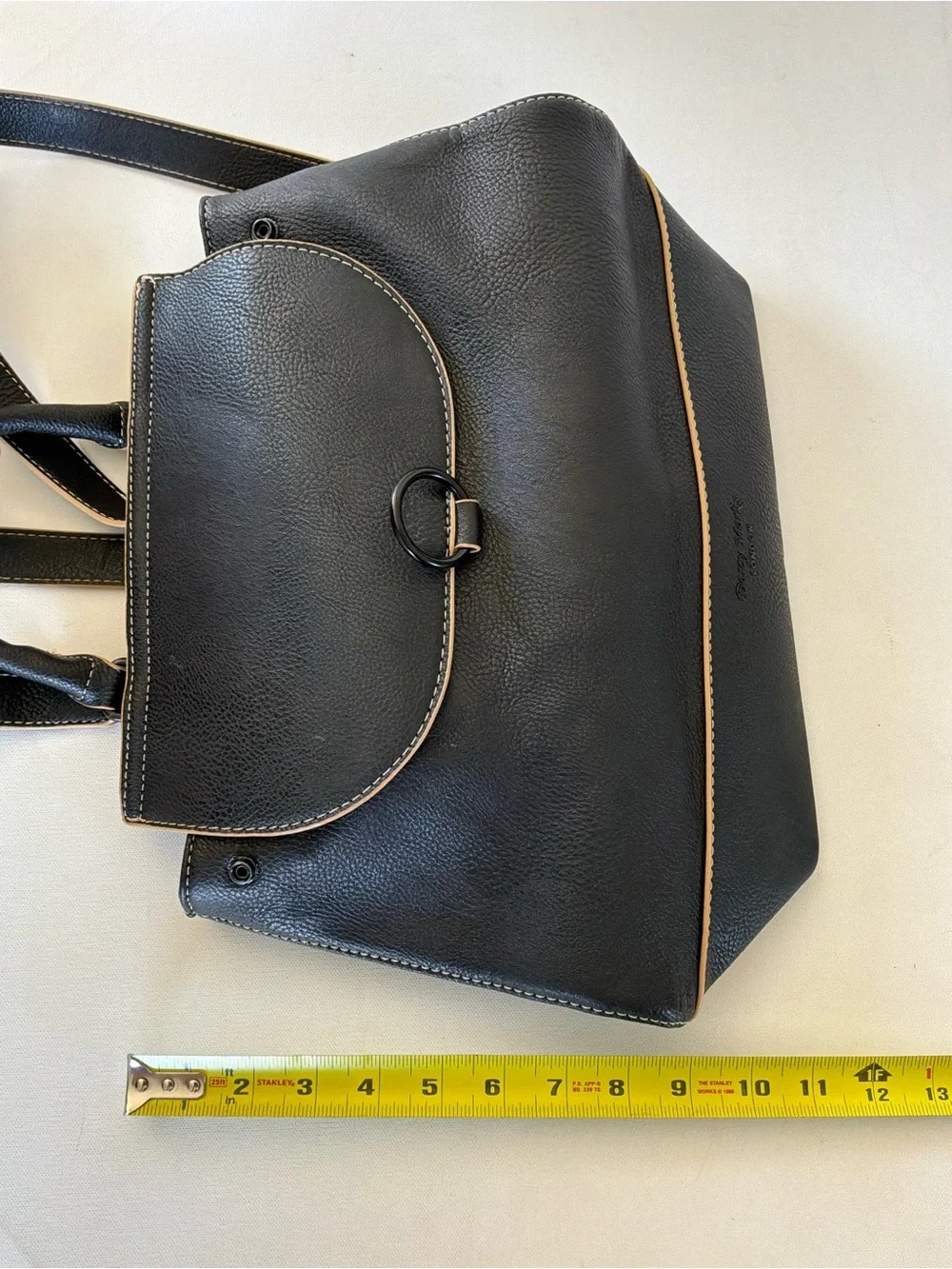 Darcy Marks London Black Faux Leather Satchel Shoulder Bag